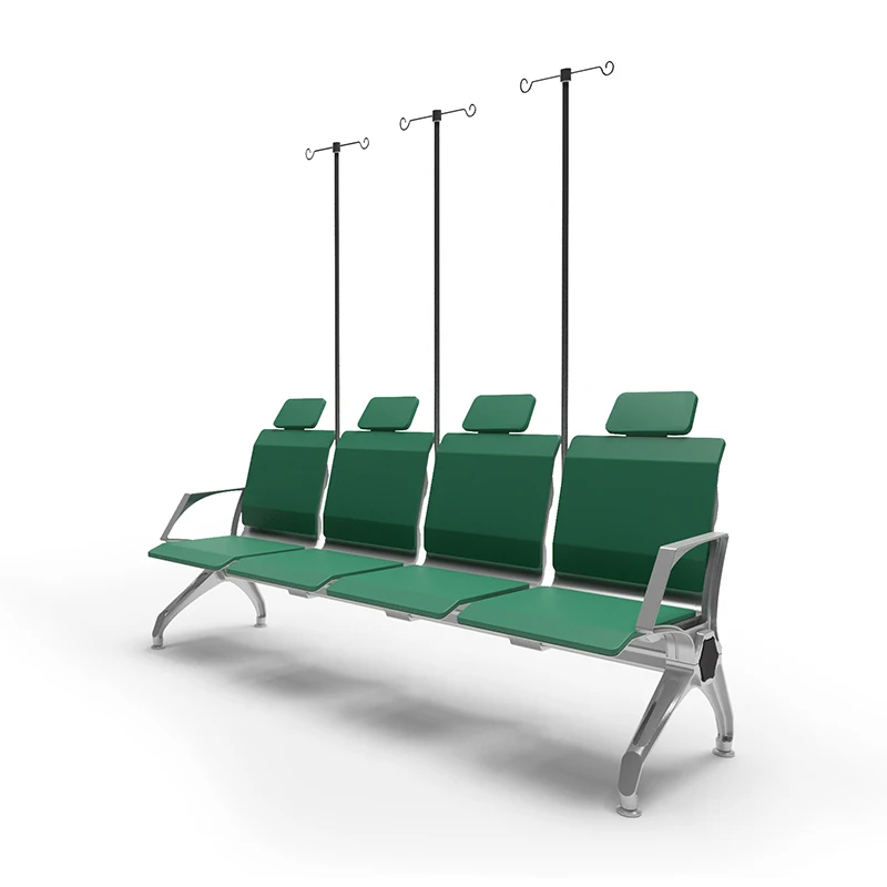Multi-color Customized Hospital Waiting Patient Transfusion 3 Seats Chair With Iv Pole Stand Infusion Chair