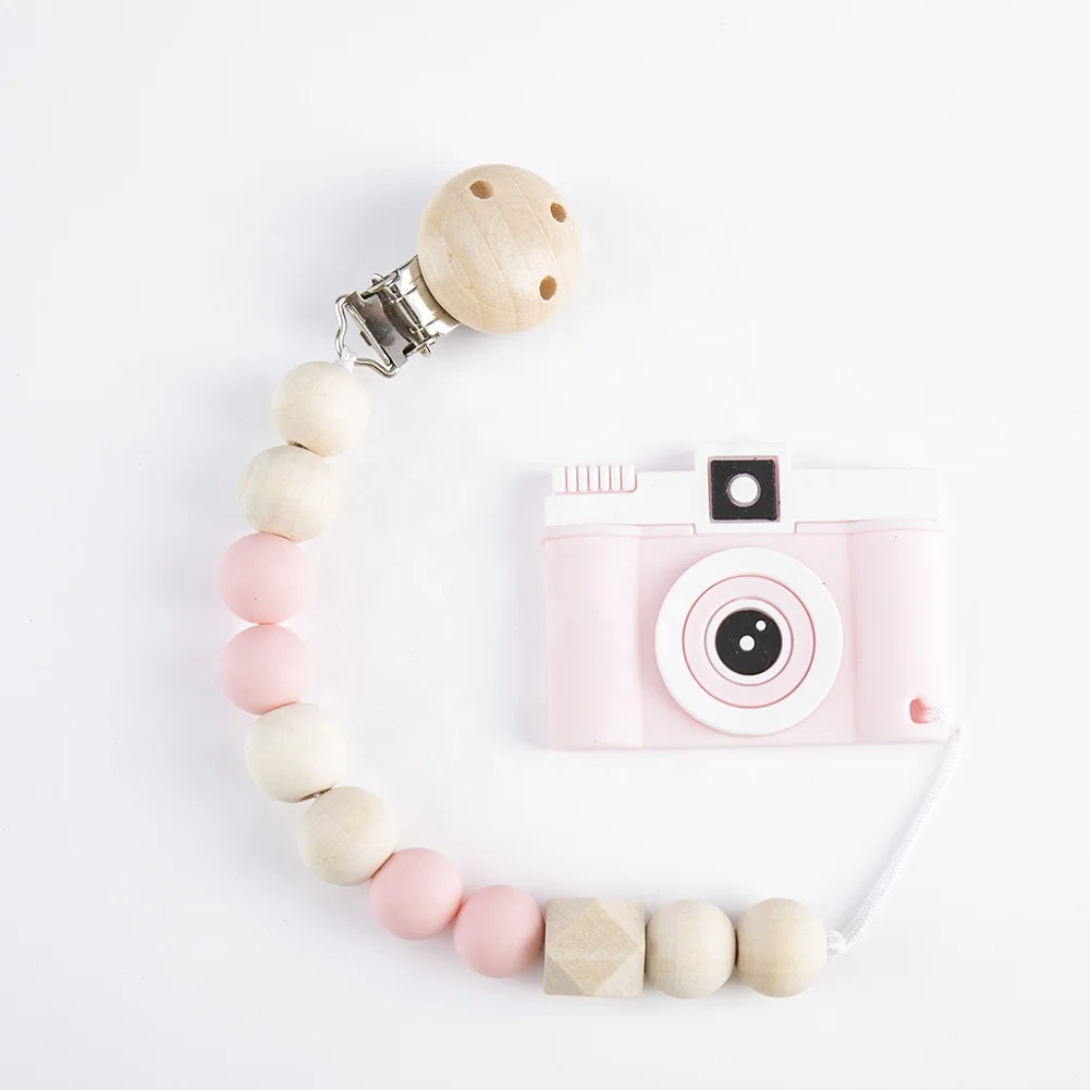 ECO-Friendly Food Grade Teether Silicone Baby Chewable Teething Toy Camera Shape Silicone Baby teether