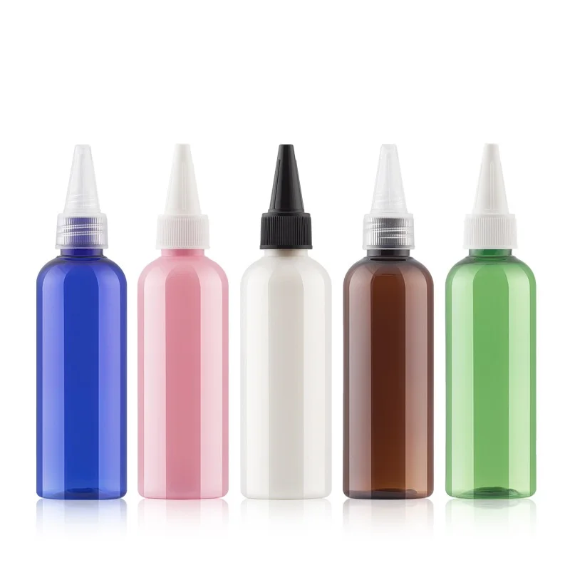
100ml 150ml 200ml Squeeze Containers Plastic Bottle Pointed Mouth Top Cap for Essential Oils, Liquid 