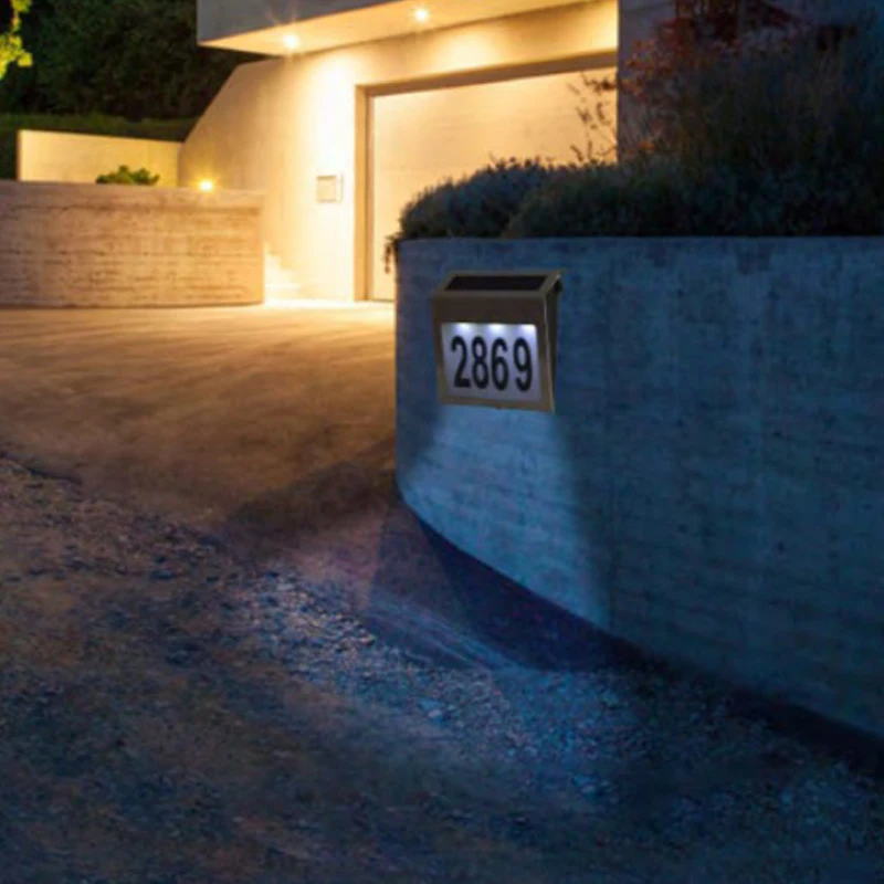 High quality stainless steel exterior wall house number solar lights for home security