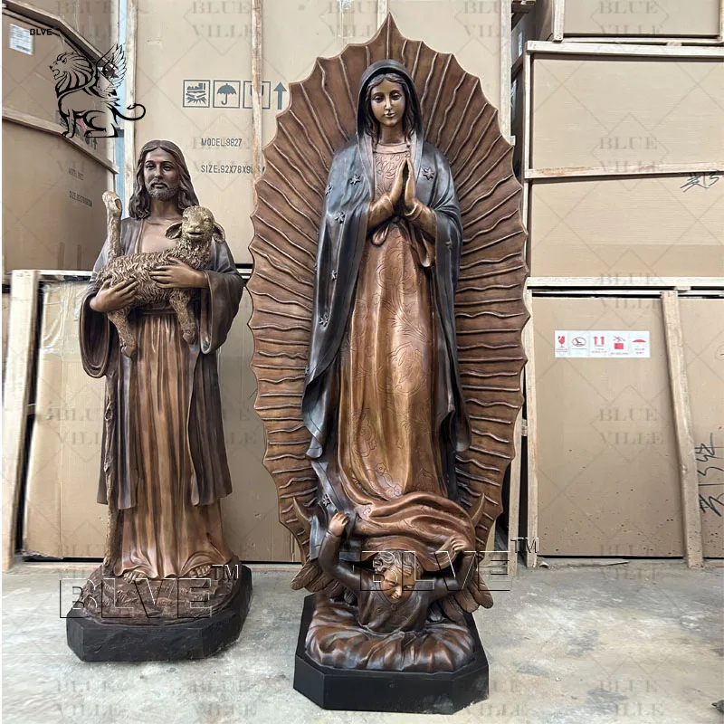 BLVE Custom Size Religious Our lady Lourdes Statue Brass Casting Statue Bronze  Virgin Mary Sculpture