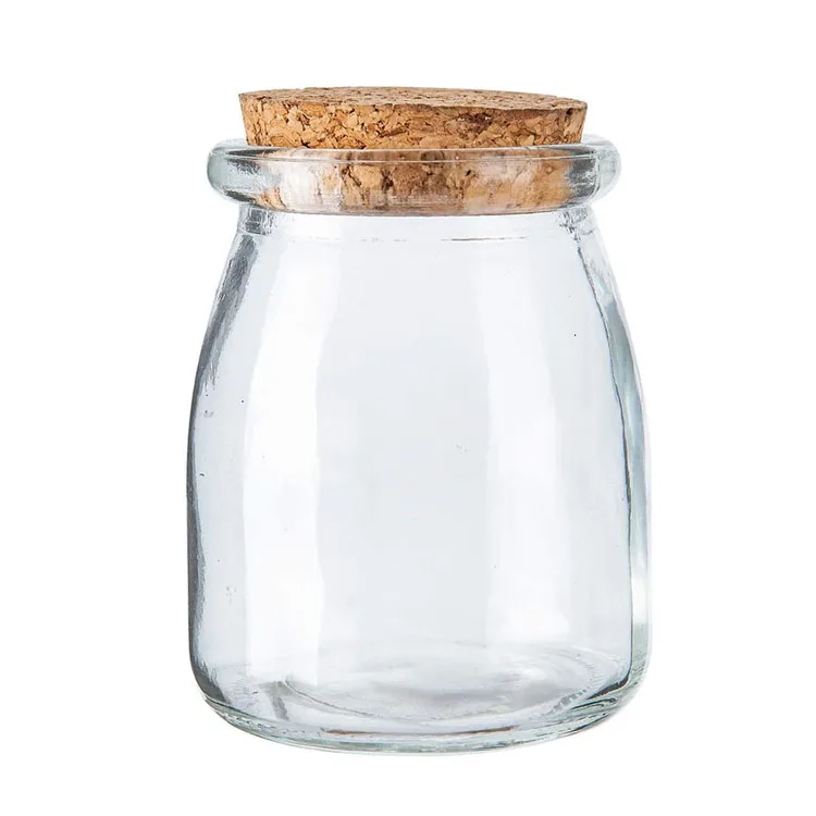 Mini Empty 200ml Yogurt Mason Jars  7 oz Glass Favor Pudding Jars with Cork Lids For Wedding Favors Honey Pot