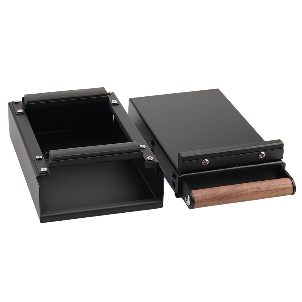 Super Mini Stainless steel Coffee Accessories Barista Knock Box Drawer With Wooden Handle Free Custom Logo