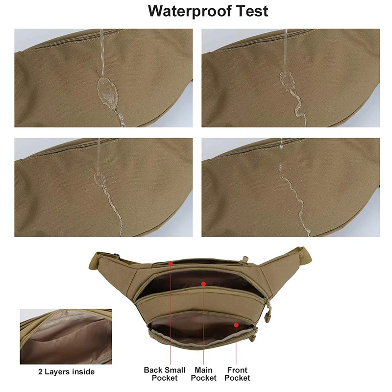 Tactical Waist Bag 900D Nylon Oxford Water-Resistant Outdoor EDC Fanny Pack Utility Waist Pouch Outdoor Bumbag