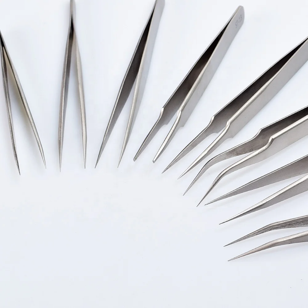 Stainless Steel Eyebrow Tweezer False Eyelash Extension Tools Auxiliary Repair Hyperfine High Precision Anti Acid Tweezers