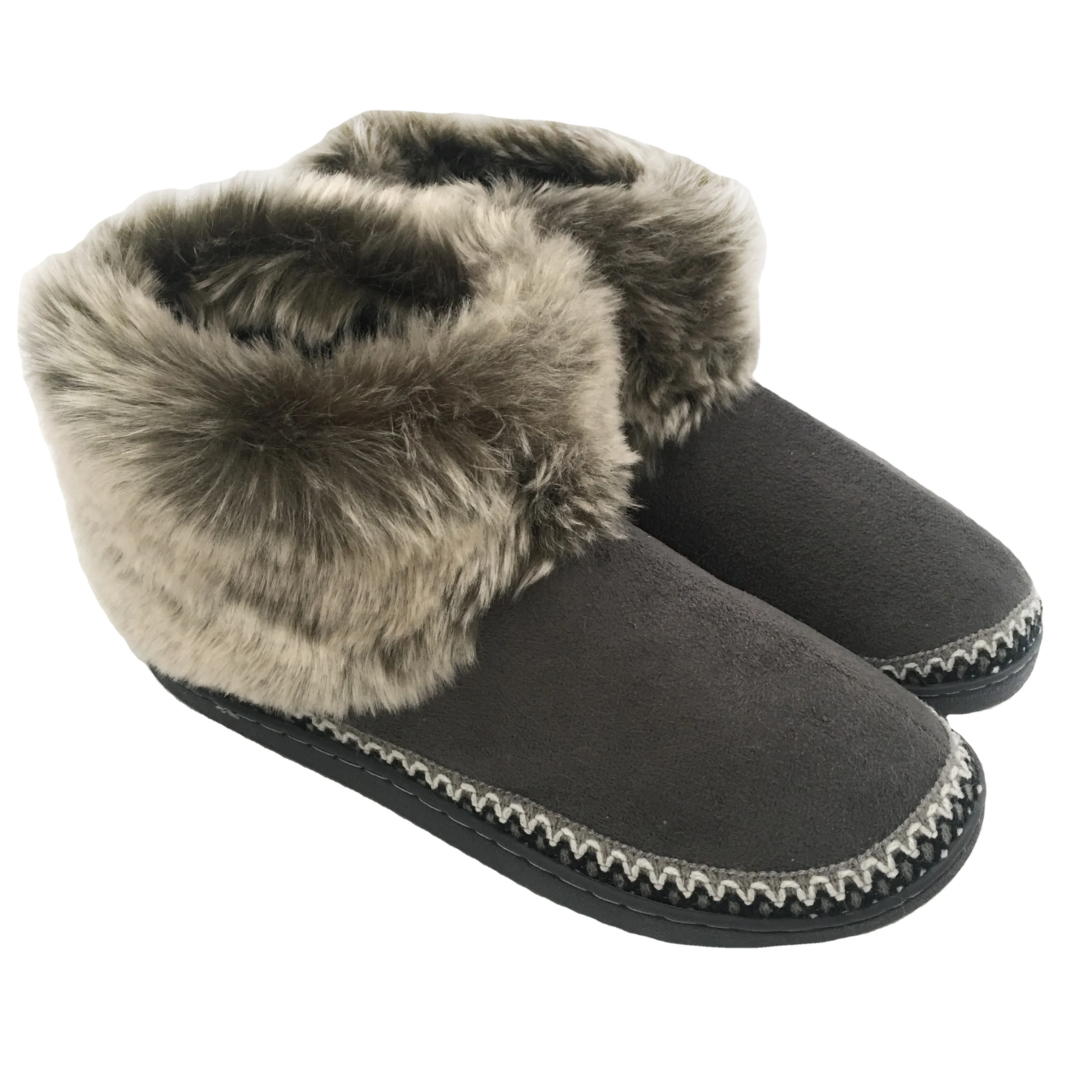 Женские зимние плюшевые шлепанцы с меховым воротником ботильоны с верхом из искусственной кожи