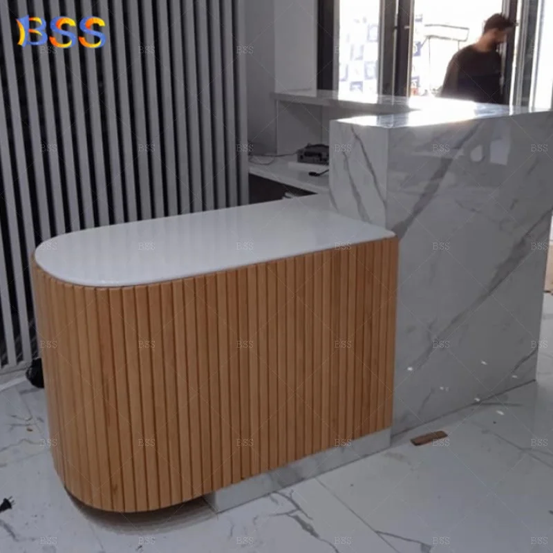 Healthcare Hospital Front Desk Interior Design Customised Wood White Corian L Shape Front Desk Hospital Nurse Station Front Desk