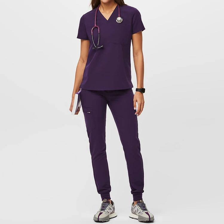 Wholesale Nursing Scrubs Uniforms Sets Fit Jogger Hospital Uniforms Female V-neck T Jogger Scrubs With Logo