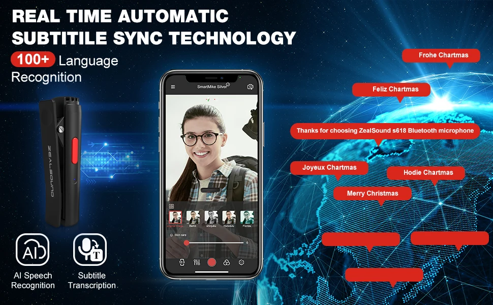 Zealsound шумоподавление Высокое качество Smart Mike портативная беспроводная мини-петличная микрофон для мобильного