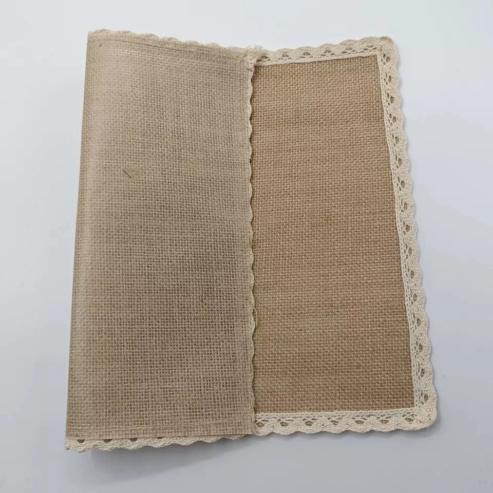 JIAHE Wholesale Rustic Vintage Burlap Placemats Jute Place Mat Burlap Gunny Cloth Hessian