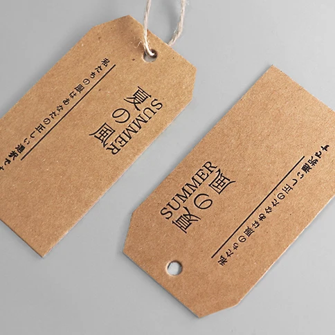 Die Cut Recycled Custom Logo Hanging tag Swing Tag Kraft Paper Hang Tag With Big Hemp Rope