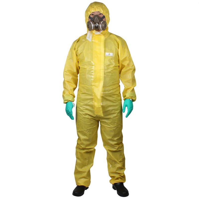 Yellow Restricted hooded Class 3 chemical one-piece protection suit