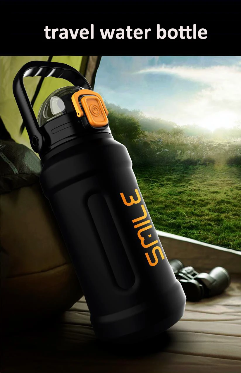 Big Capacity 316 Stainless Steel Outdoor Rubber Coating Paint Thermal Water Bottle Portable Sports Travel Tumblers with Handle