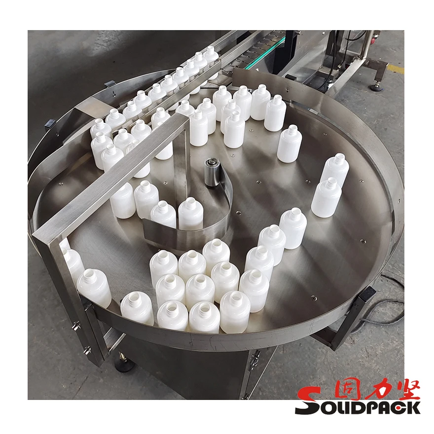 Solidpack Hot Sale Automatic Rotary Turn Table Feeding Collection Round Pet Bottle Unscrambler Machine For Filling Capping