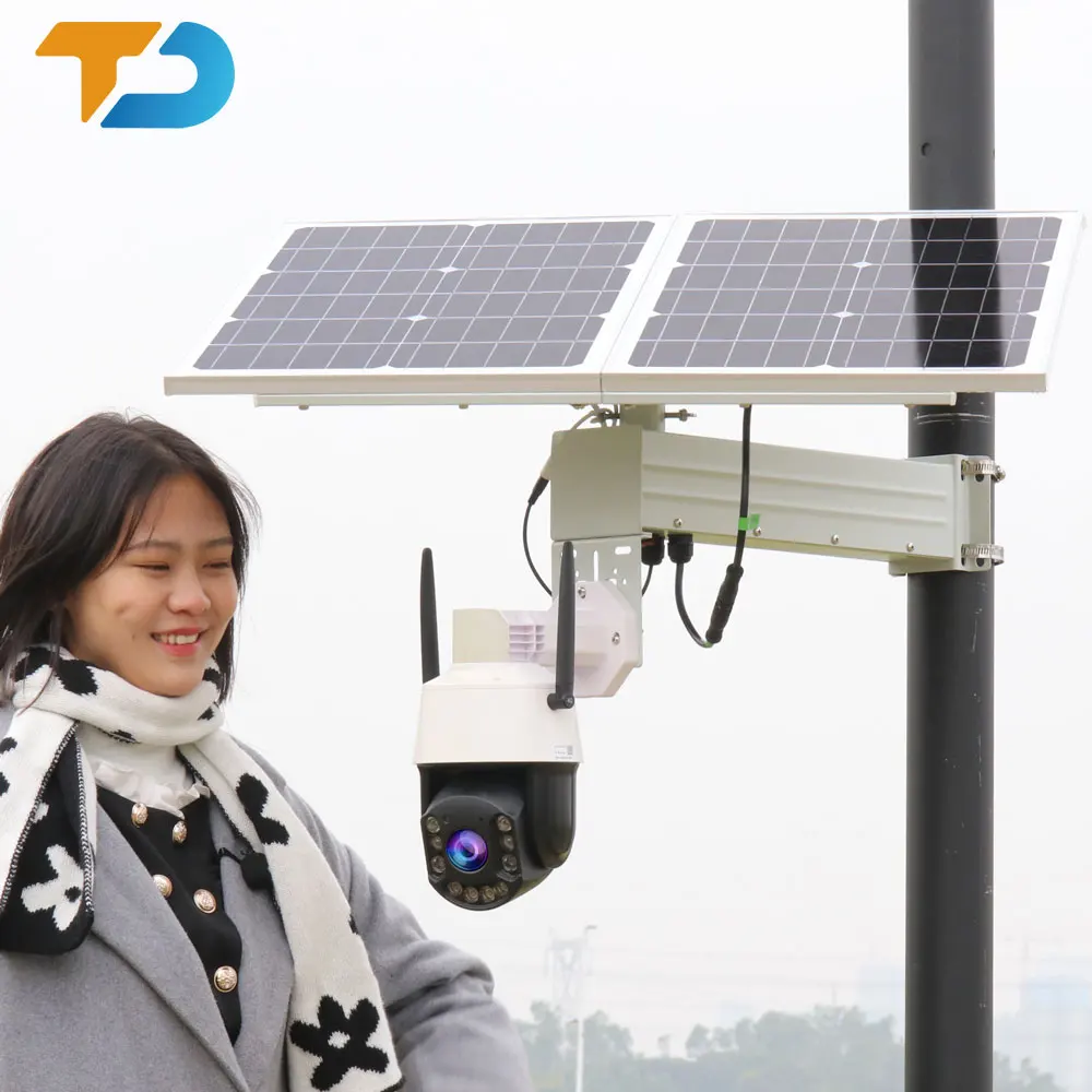 TecDeft Best quality price solar cameras CCTV 5MP 30X surveillance PTZ 4G security camera wireless outdoor solar powered
