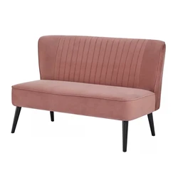 Custom design pink velvet restaurant booth 2 seater sofa chair for cafe