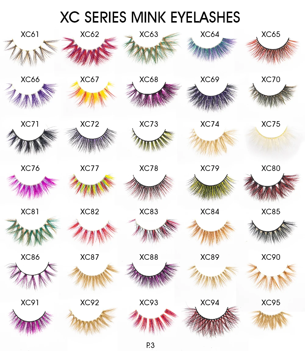 OEM factory price own brand Professional 3d Mink colorful Eyelash