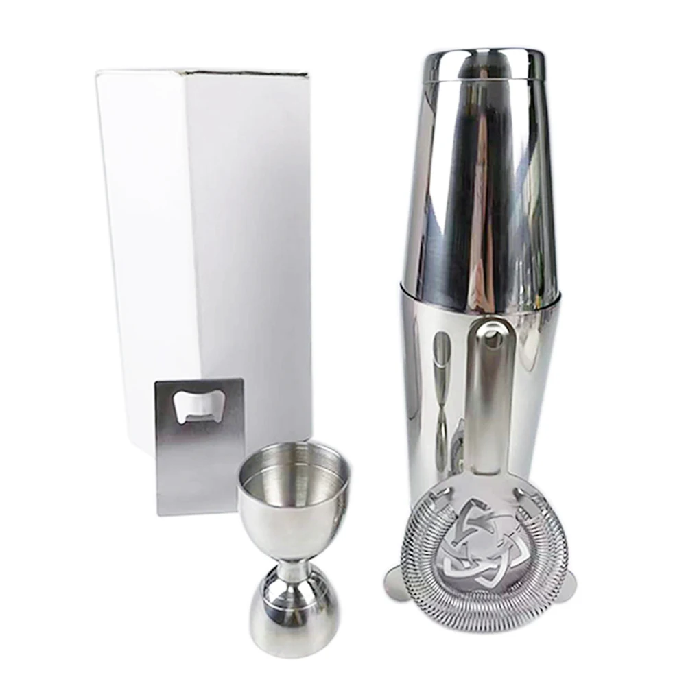 Handmade 304 Stainless Steel Barware Set 4-Piece Boston Shaker Kit with Martini Shaker for Cocktail Use for Restaurants Hotels