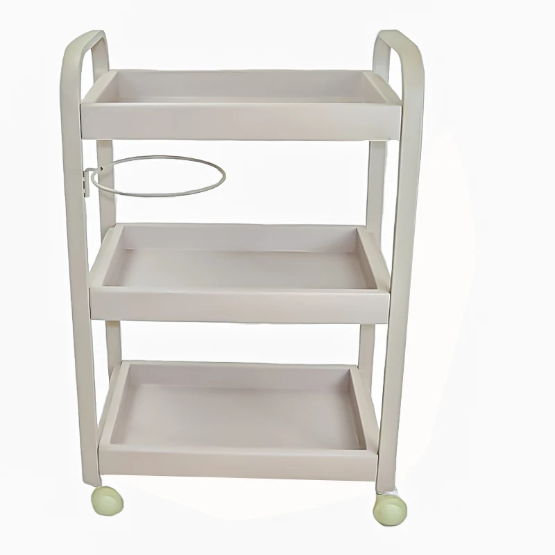 fashion new design makeup salon cart 3 tiers pedicure spa nail shop trolley gold beauty trolley with lockable wheels