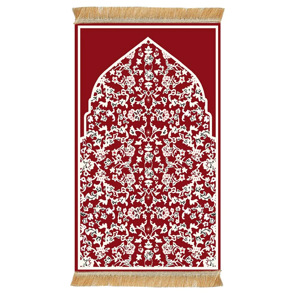 China Machine Made Islamic Mats Muslim Prayer Rug with Elegant Design Washable Anti-Slip Bejirog Soft Thick Prayer Mats