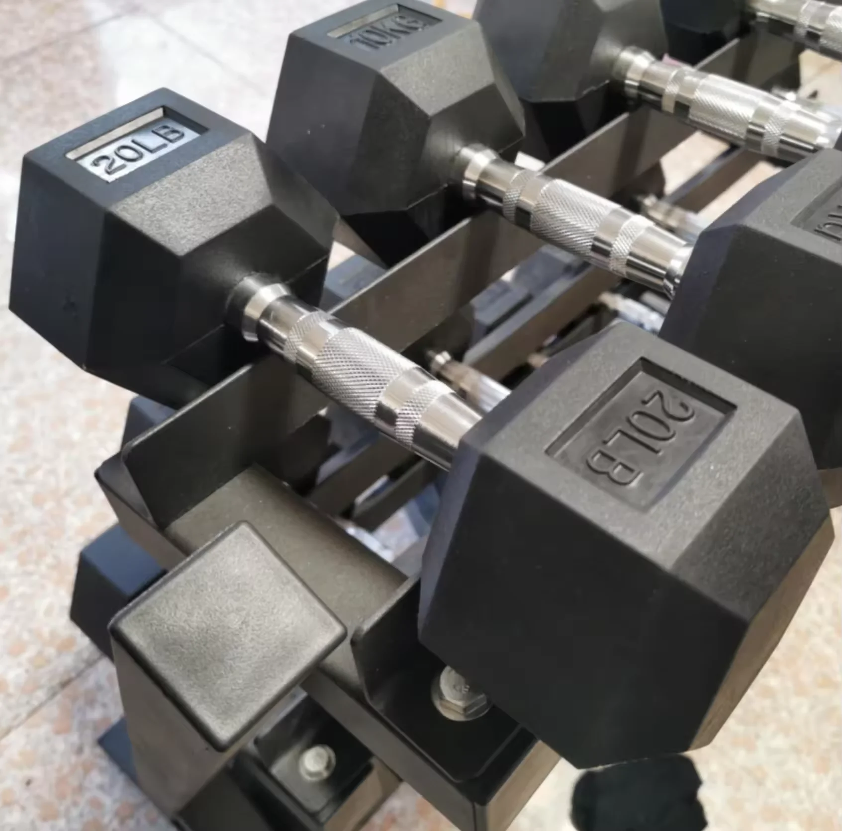 Fitness Equipment Gym Dumbbells Home Rubber Coated 5 Pound Weight Lifting Black Free Weights Hexagonal Dumbell Dumbells set