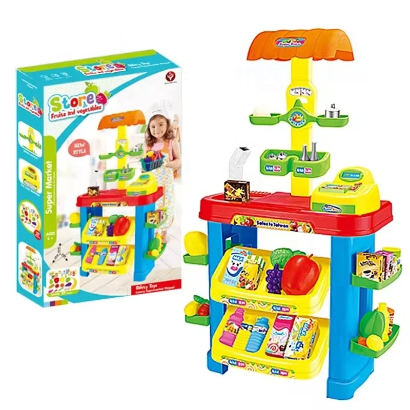 Simulation pretend play game supermarket cash register toy for kids