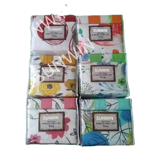 8 Piece Sheet Set Microfiber Flower Printing King Queen Bedding Sheet Set With  Matching Curtains