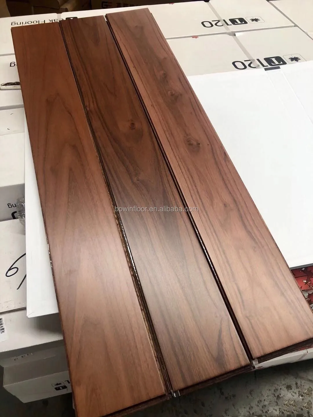 underground heating walnut color teak wood flooring