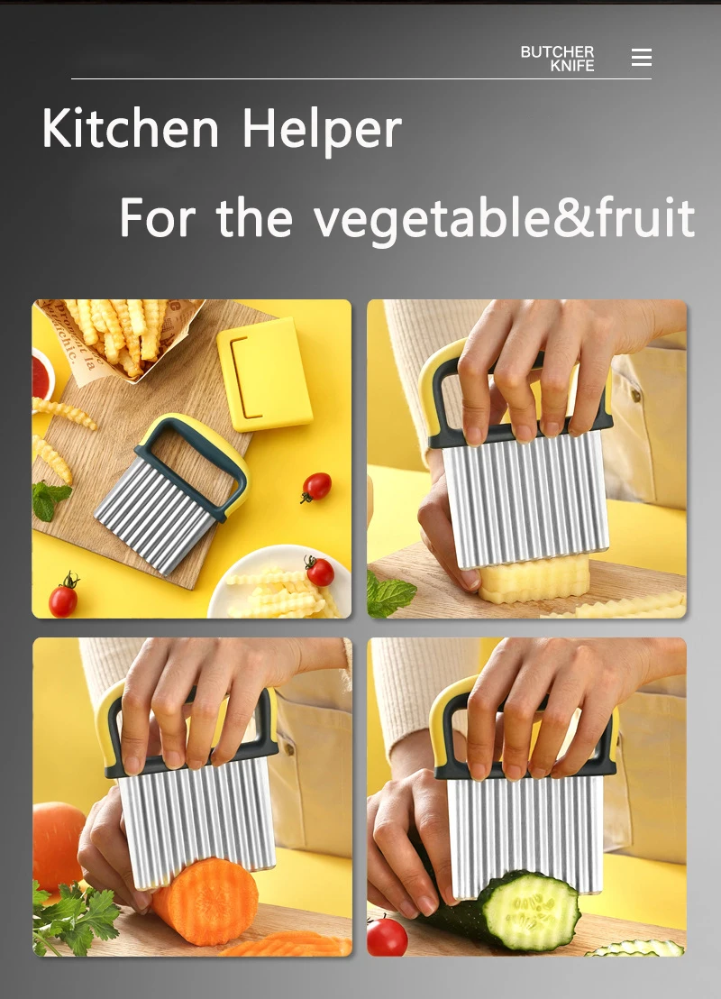 Manual Wave Knife Vegetable Chip French Fry Crinkle Potato Cutter With PP Cover