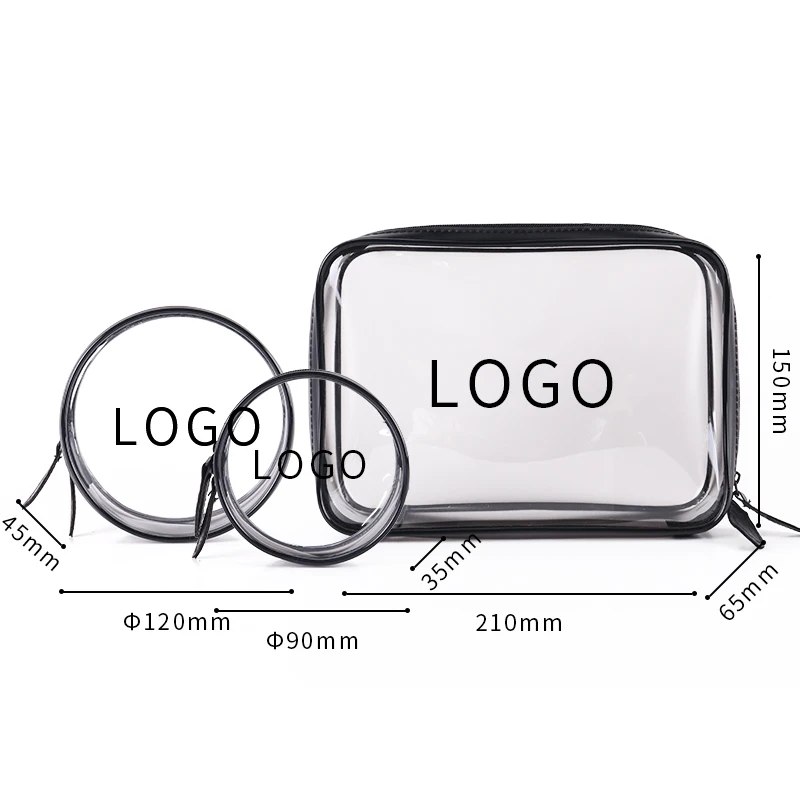 Custom Logo Plastic Small Makeup Bag Waterproof PVC Clear Toiletry Bag Gold Stamp PVC Makeup Pouch with Logo Printing