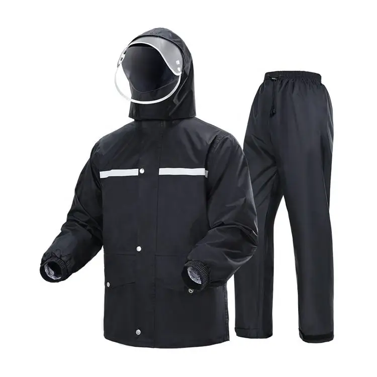 High Quality PVC Coating Polyester Rainsuits Waterproof Rain Coat Safety Reflective Jackets Motorcycle Raincoat