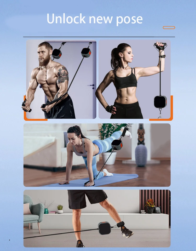 Smart exercise equipment cable pull pocket home gym fitness pump flywheel trainer with adjustable resistance control