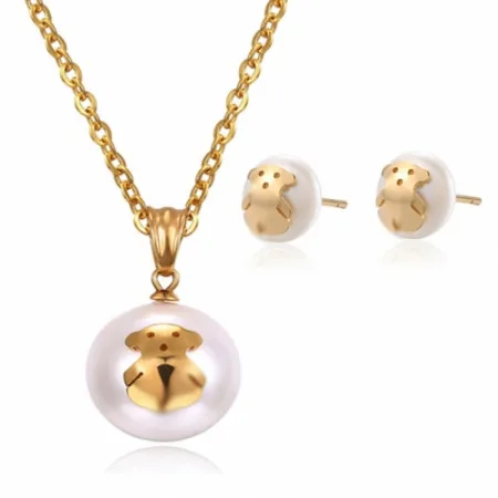 Stainless steel Fashion Jewelry High Quality Touses Ring Bear Earrings Girl women necklace Wholesale