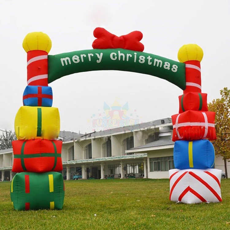Outdoor large xmas tree decorations inflables de navidad archway balloon arch santa claus inflatable christmas arch