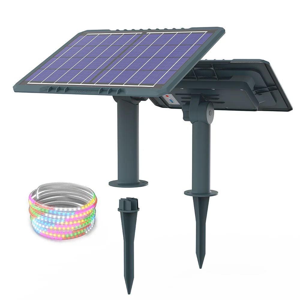 Solar Rgb 5m 50W Led Strip Light Outdoor Flexible Light Ribbon Tape Waterproof Led Strip Backlight Garden Decor