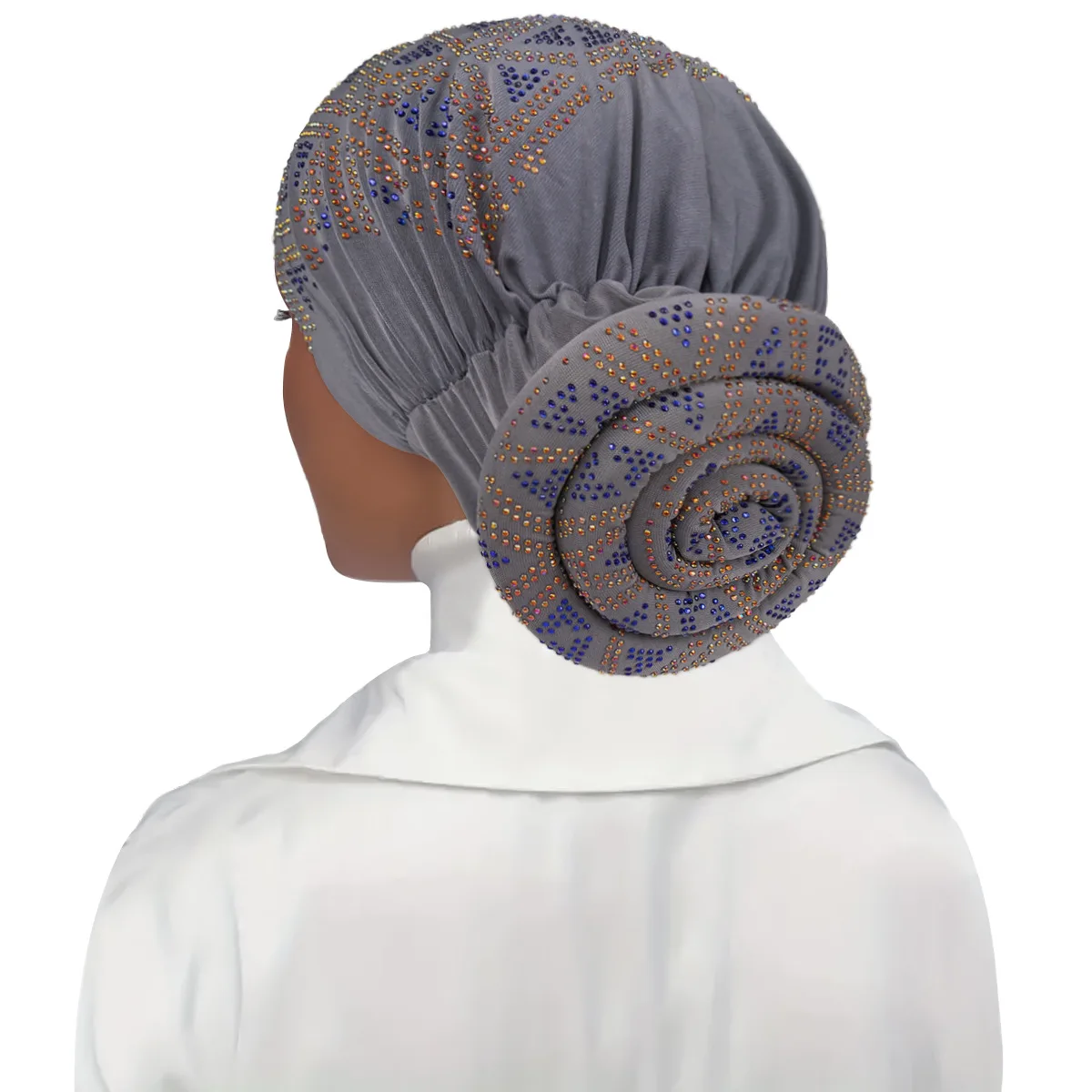 New Design Soft Stretchy Headwraps Crystal Big Knotted On Back Muslim  Sequin Glitter Turban Hat For Women