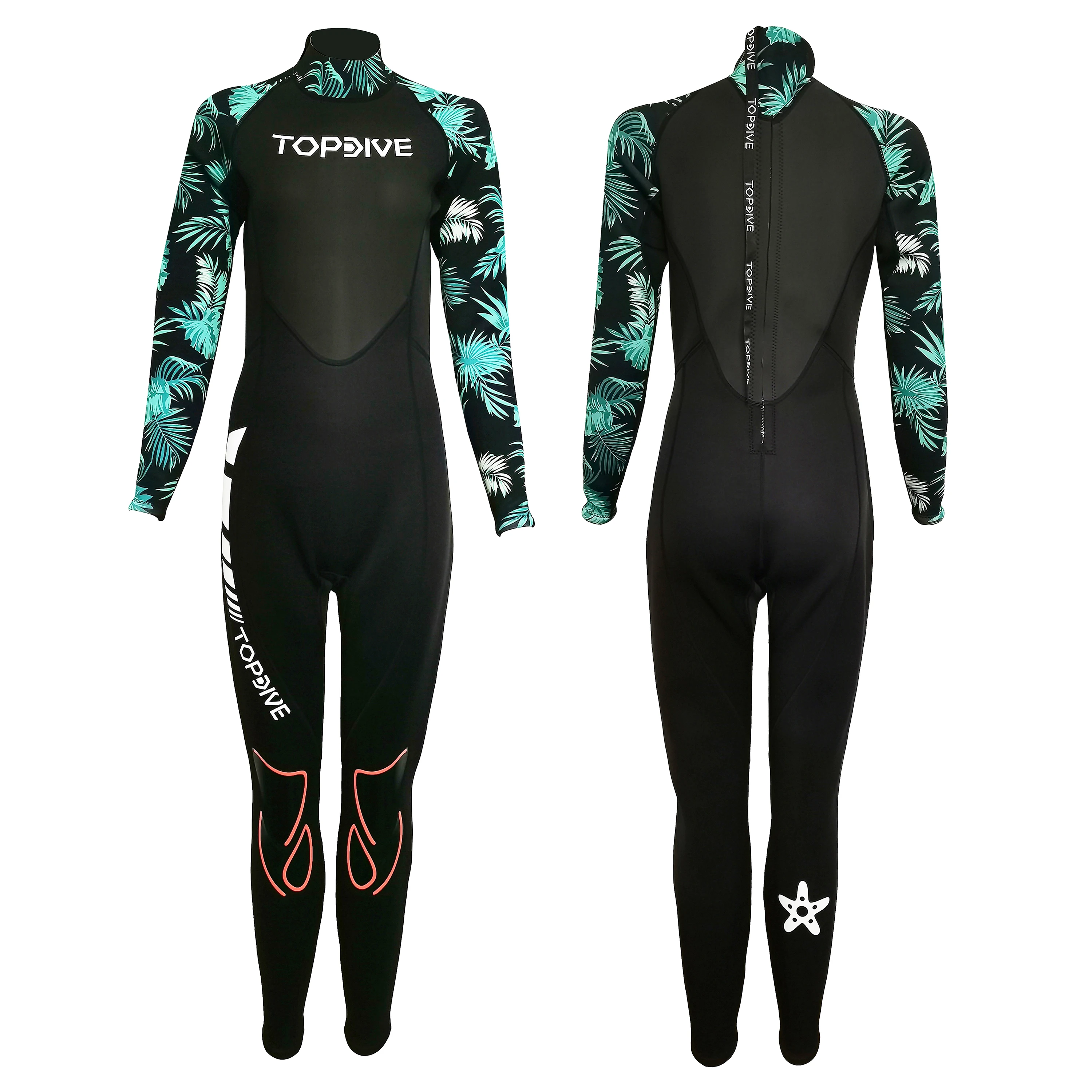 High Quality Custom Printed Full Body 3mm Elastic Shark Skin Chest Waterproof Neoprene Women Surfing Diving Wetsuits