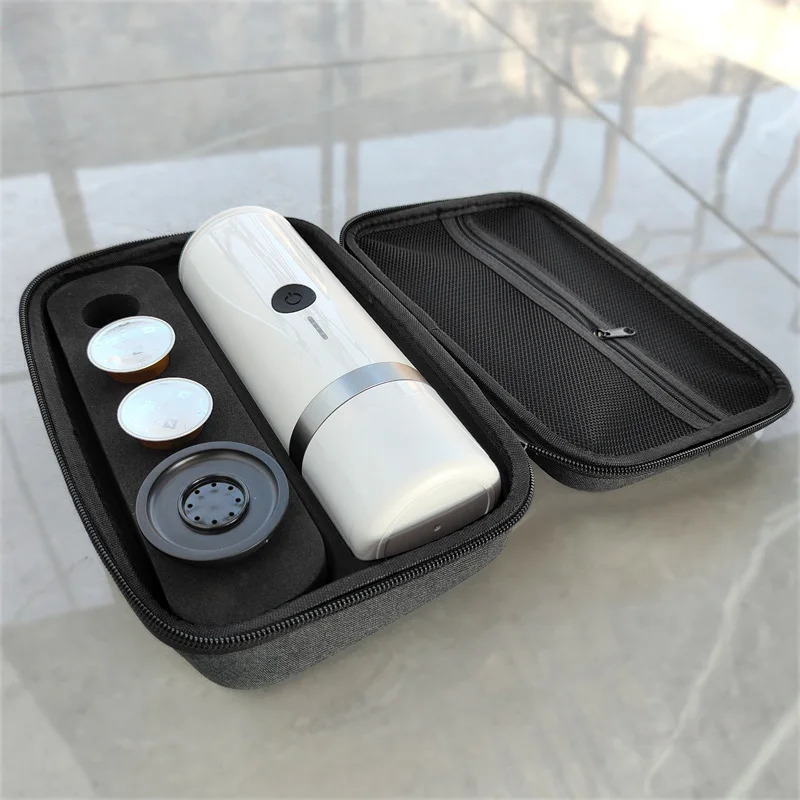 Portable Coffee Maker Aluminum Ce OEM Car Service Garage Machine with EVA Single Serve K Cup Plug in 5v 500g 6w Usb Cappuccino