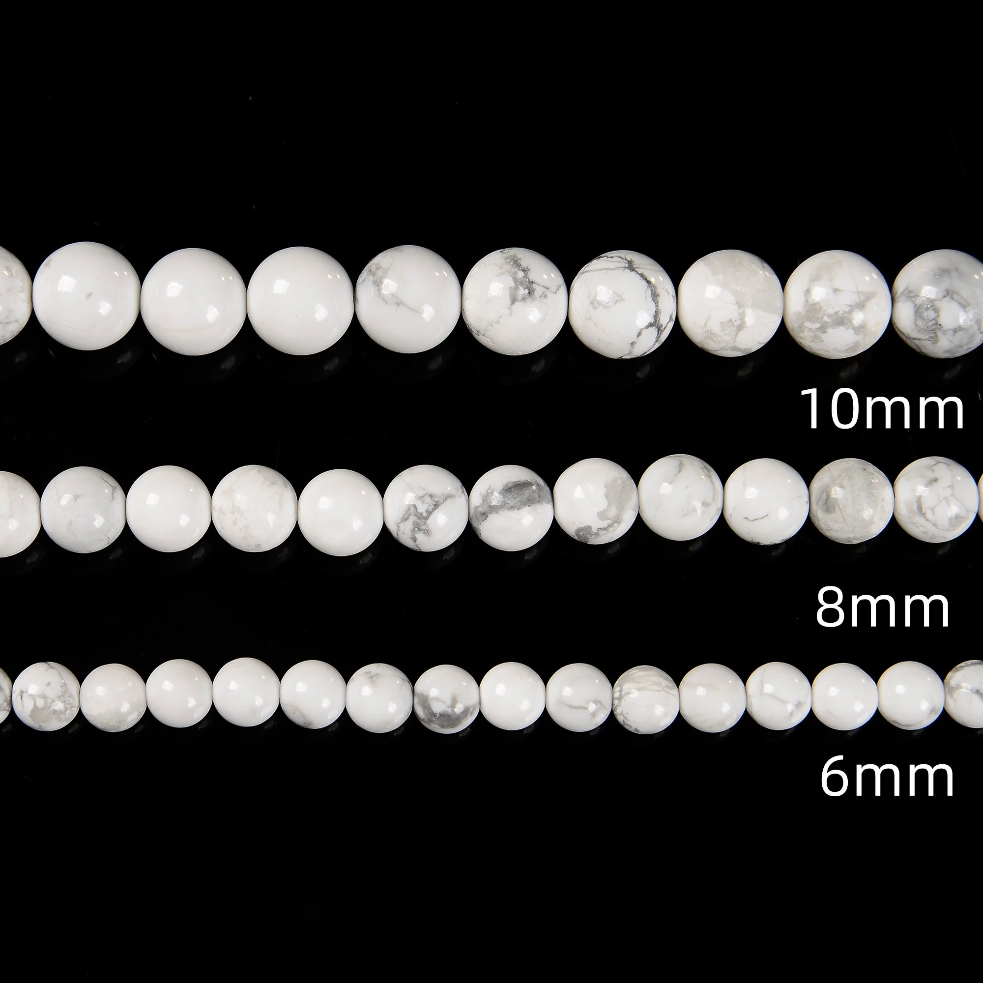 YMJ Hot Sell 4mm 6mm 8mm 10mm 12mm Howlite Stone Loose Bead Smooth Round Stone beads for Jewelry Making Bracelet