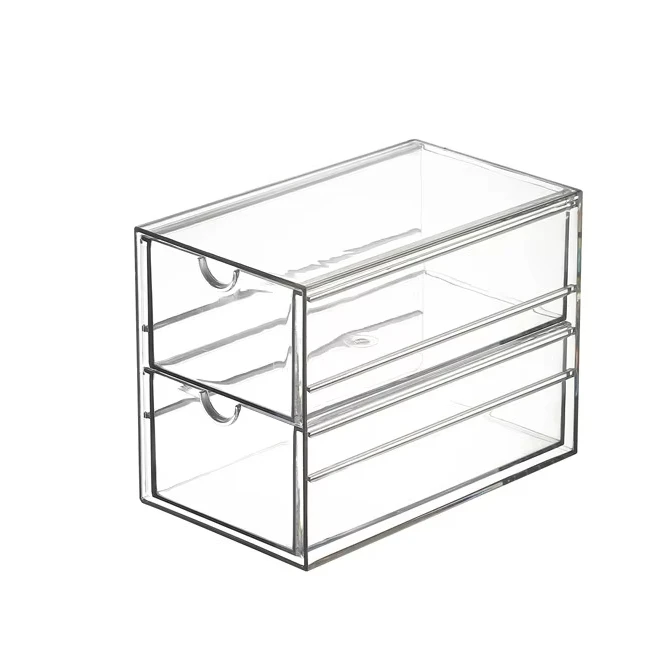 2 Tier Drawers Transparent Storage Organizer Office Custom Clear Acrylic Desk Drawer Organizer  Storage Organizer With Drawers