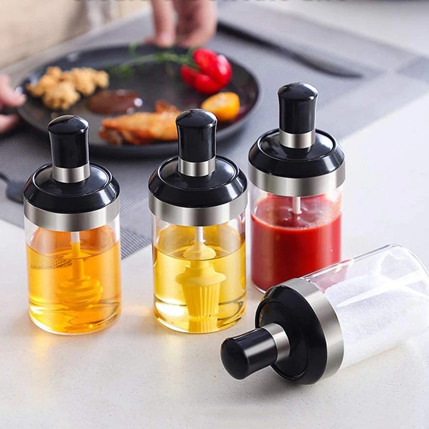 Банки для специй, банки для специй, банки с медом, банки для специй, стеклянные пустые банки для специй 8 унций с крышкой и ложкой, банки для хранения соли и сахара