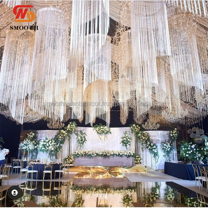 SMOOTH High Quality Silver String Circular Curtain Wedding Hall Decoration Ceiling Decoration Hanging