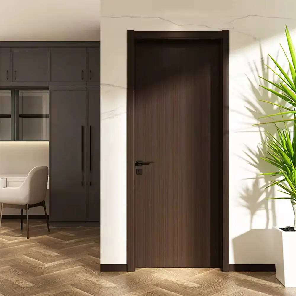 Modern Style Smart Houses Interior Entry Door American Style Solid Wooden Doors for Bedroom