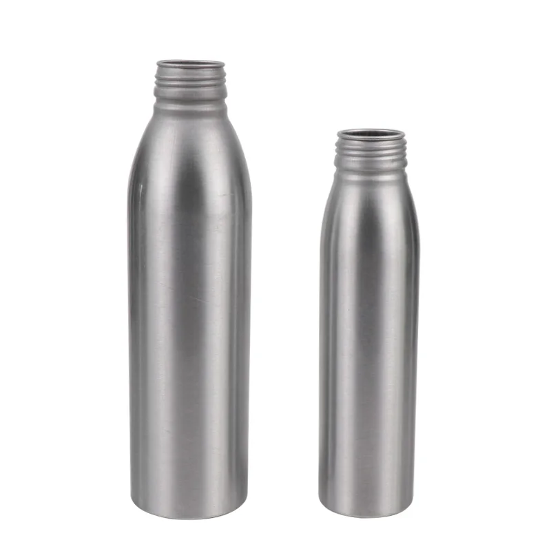 High quality aluminum vodka beverage bottle with metal threaded cover