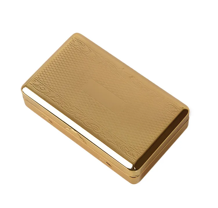 Golden Metal Cheaper Custom Logo Portable Cigarette Box Stainless Steel Cigarette Case Factory Tobacco Box