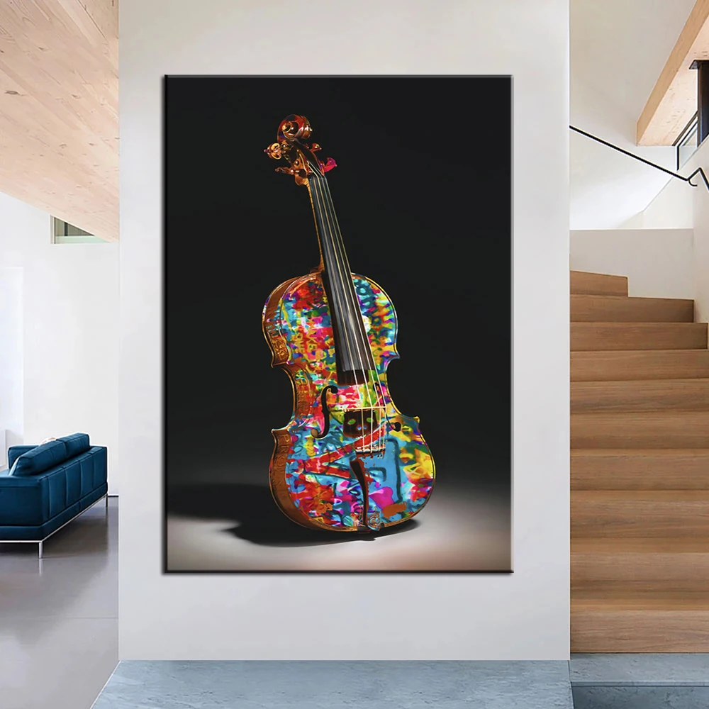 GraffitI Wall Street Guitar Musical Instrument  Pop Art Pictures Print on canvas For home Living Room Decoration