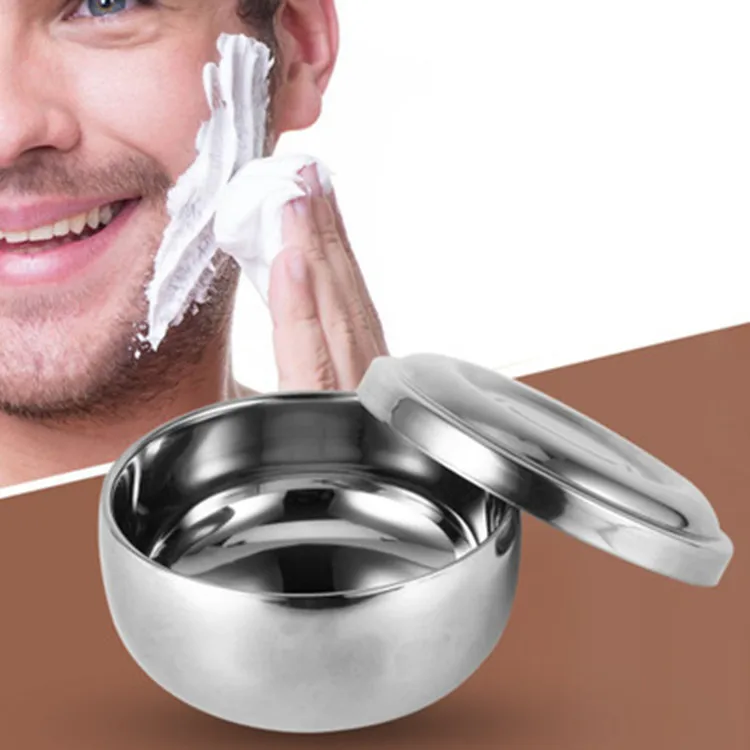 For Men Stainless Steel Classic Soap Barber Facial Beard Cleaning Shaving Bowl
