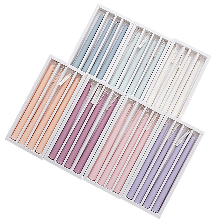 Handmade Exquisite Gradient Color Tall Taper Dinner Candles Smokeless Soy Wax With Cotton Wicks for Christmas Halloween Weddings