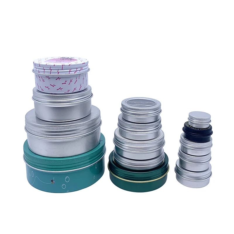Custom Print Round Shape Aluminum Tin Box For Cosmetic Cream Packing Aluminum Jar