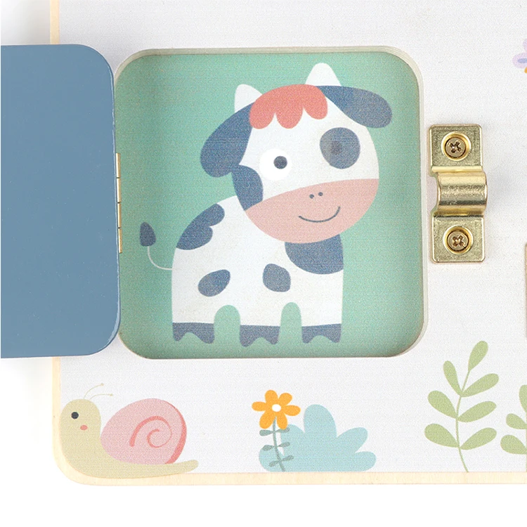 Montessori learning wooden board game busy house wooden sensory busy board with lock